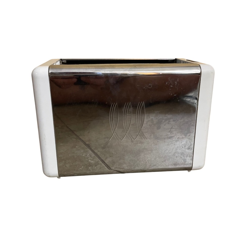 Toastmaster Cool Steel Wide Slot 2 Slice Toaster White Chrome M‎ B722A Vintage